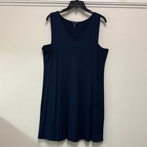 Eileen Fisher Dark Navy Sleeveless V-Neck Midi Dress